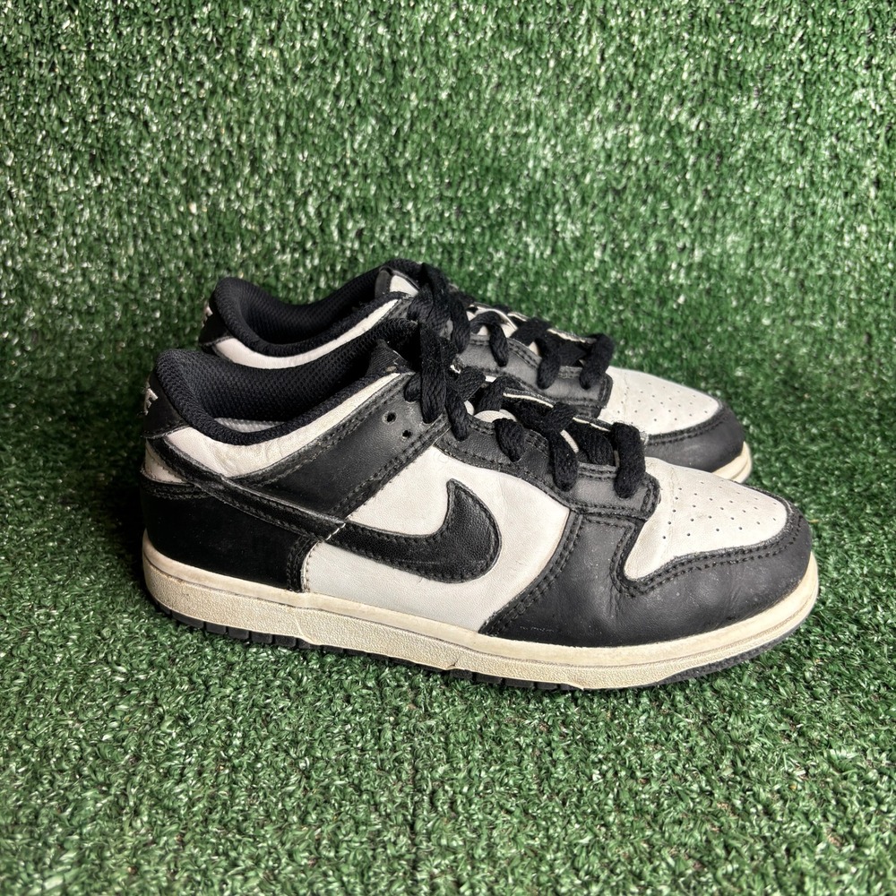Nike Dunk Low Panda Leather Retro Streetwear Athletic Sneaker Black Kids Size 1Y